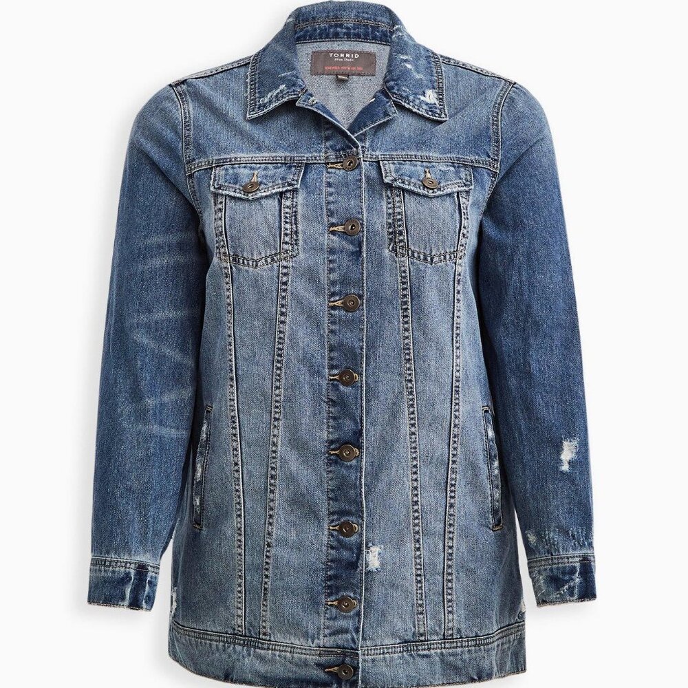 NWT Torrid Medium Wash Longline Denim Jacket size 1X - Picture 3 of 4